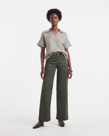 Khaki Wide Leg Jegging