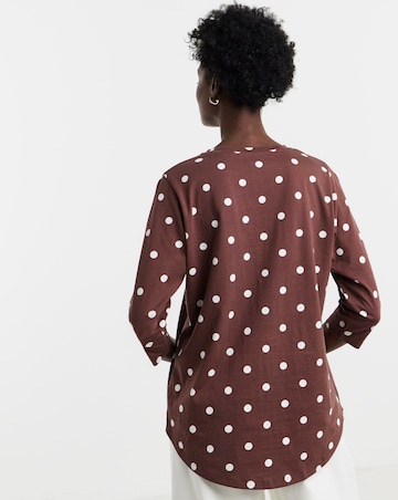 Chocolate Spot And Plum 2 Pack Curved Hem 3/4 Sleeve Longline Top