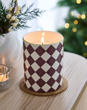 Classic Elegance Orange & Cinnamon Ceramic Argyle Candle