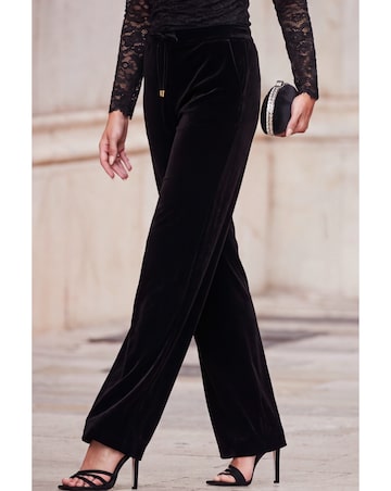 Sosandar Velvet Drawstring Wide Leg