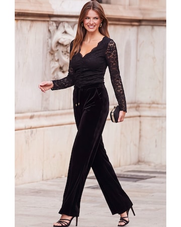 Sosandar Velvet Drawstring Wide Leg