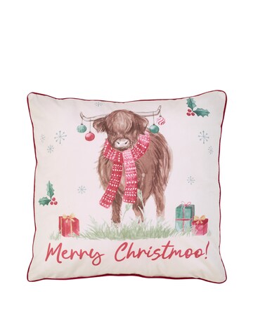 Catherine Lansfield Christmas Highland Cow Cushion
