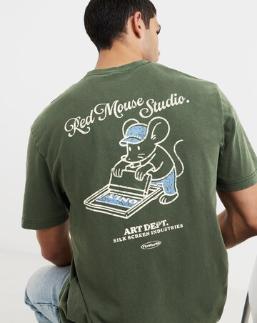 Only & Sons Milo Fixworks Washed Relaxed Fit T-Shirt - Pine Green