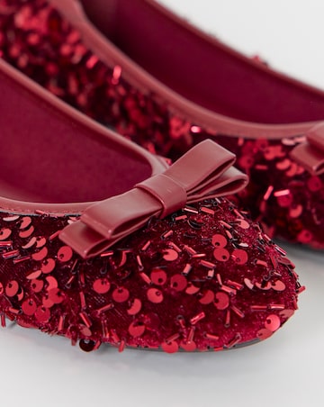 Abundance Classic Bow Sequin Ballerina Shoes - Extra Wide Fit (EEE)