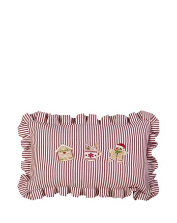 Catherine Lansfield Christmas Gingerbread Striped Filled Cushion