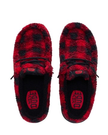 HeyDude Wally Buffalo Plaid Slipper - Red/Black