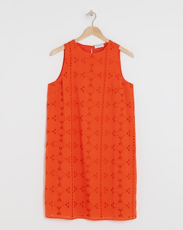 Pure Cotton Broderie Sleeveless Shift Dress