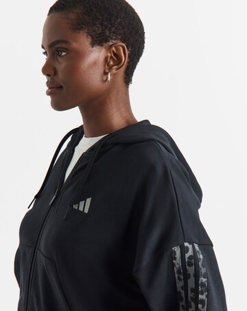 adidas 3 Stripe Leopard Print Full Zip Hoodie