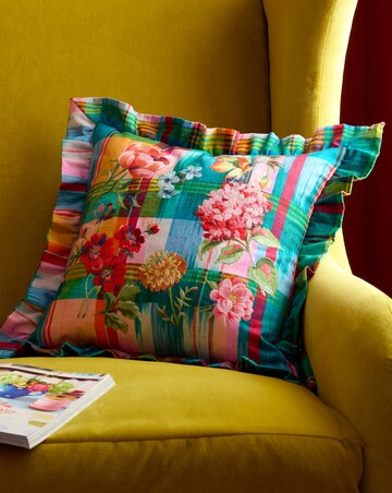 Sophie Robinson Wanderweave Ikat Check Cushion