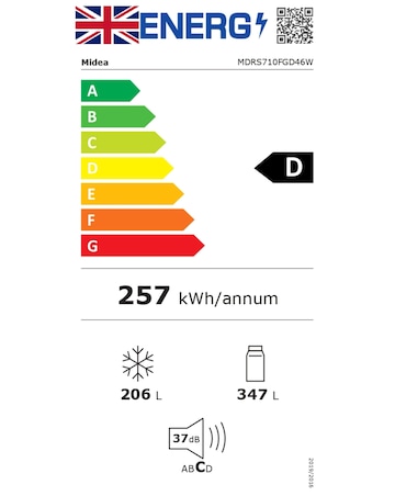 Midea Side-by-Side Fridge Freezer - Silver + Installation