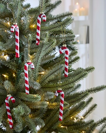 Set of 6 Glass Hanging Candy Canes