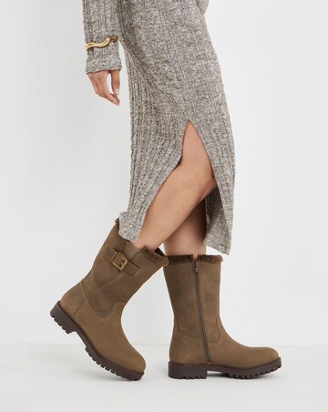 Maryse Faux Fur Trim Flat Calf Boots - Extra Wide Fit (EEE)