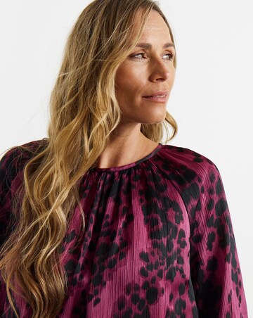Pink Print Satin Raglan Blouse