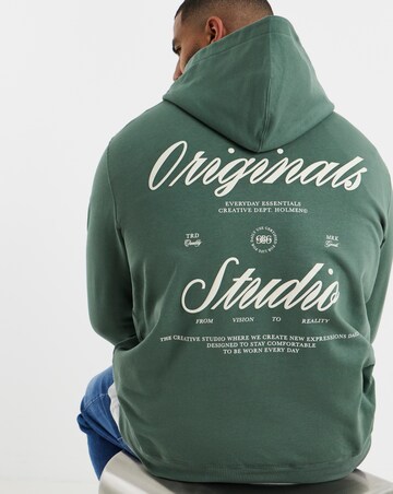 Jack & Jones Norrebro Typo Back Sweat Hoodie - Green
