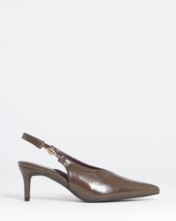 Alessia Buckle Slingback Pointed Kitten Heel Shoes - Extra Wide Fit (EEE)