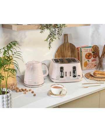 Salter Ripple Rapid Boil Kettle & Salter Ripple 4 Slice Toaster - Pink Bundle