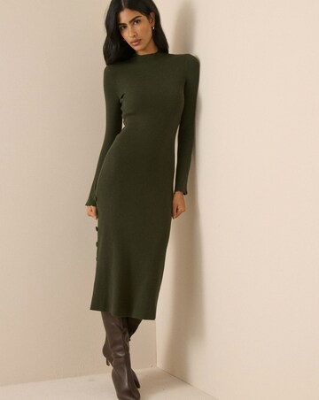 NOBODY'S CHILD PETITE SIDE BUTTON MIDI DRESS