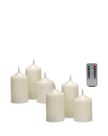 ValueLights Set of 6 LED Flickering Candles with Remote Control