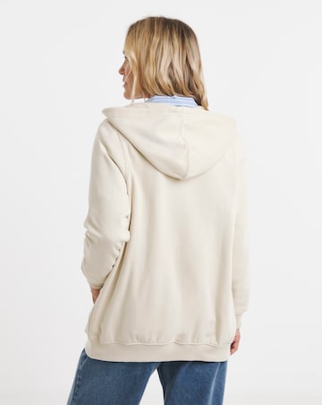 Oatmeal Longline Zip Hoodie