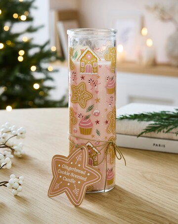 Sugarplum Bakery Print Gingerbread Cookie Glass Tube Candle