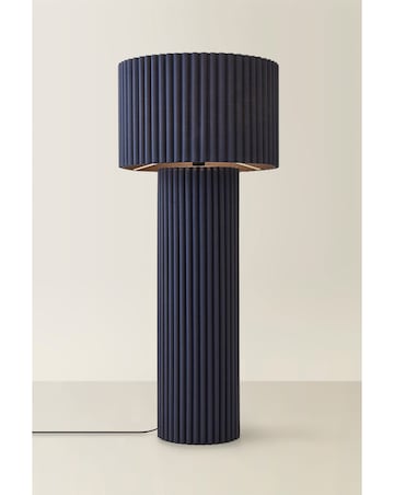 ValueLights Lenny Navy Ribbed Fabric Midi Floor Lamp