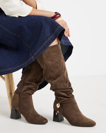 Sabrina Rouched Pointed Knee High Boots - Wide Fit (E) & Curvy Calf