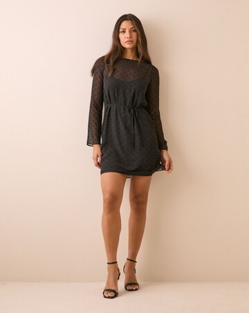 NOBODY'S CHILD PRIYA VELVET LACE TRIM MINI DRESS