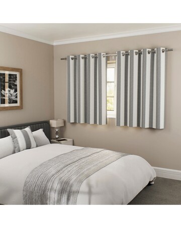 Henley 100% Blackout Woven Striped Eyelet Curtain