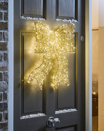 Gold Spiral Twirl Bow - Warm White Light