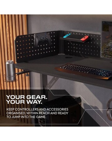 X Rocker Vortex 110cm Gaming Desk with Pegboard - Black