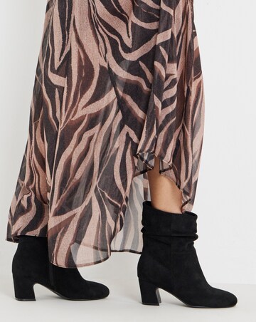 Gabby Soft Ruched Block Heel Ankle Boots - Extra Wide Fit (EEE)