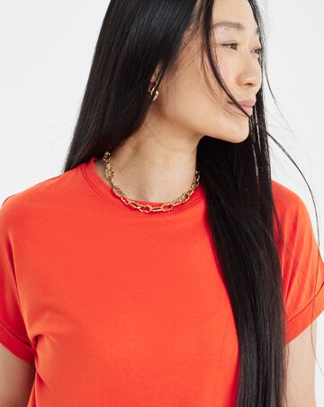 Longline Short Sleeve Curved Hem Top