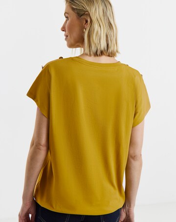 Mustard Button Shoulder Bubble Hem Top