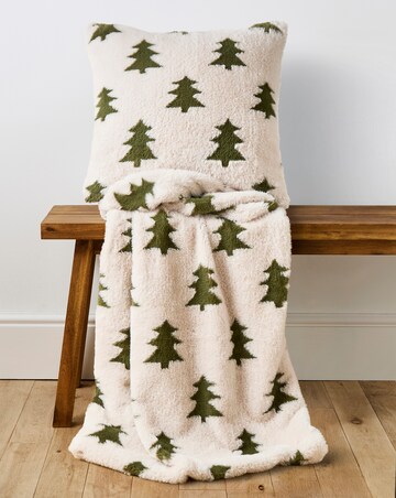 Carved Trees Faux Fur Throw