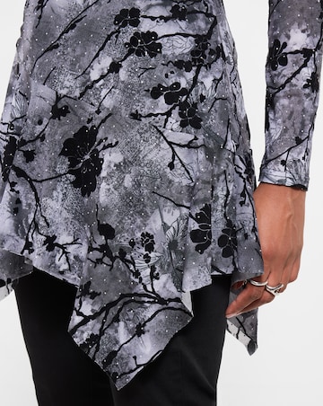 Joe Browns Flocked Sparkle Tunic Top With Asymmetric Hem