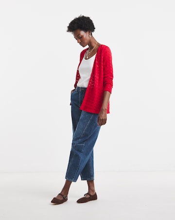 Red Crochet Button Through Cardigan