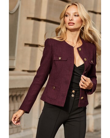 Sosandar Boucle Collarless Jacket