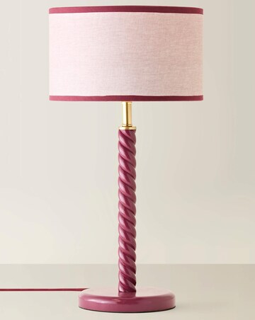 ValueLights Amara Pink Twist Table Lamp with Colour Match Inner Shade