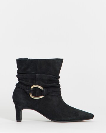Naomi Suede Pointed Slouch Kitten Heel Ankle Boots - Wide Fit (E)