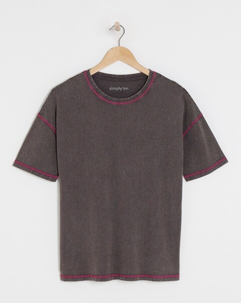 Acid Wash Contrast Flatlock Top