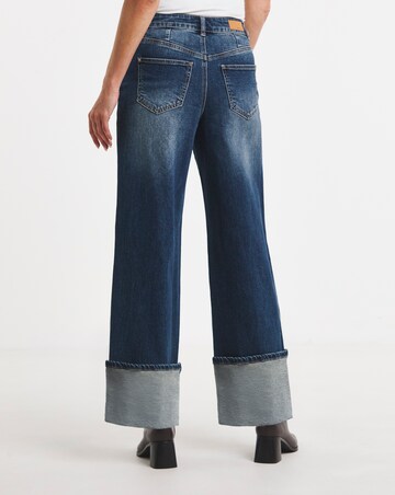 Indigo Authentic Turn Up Wide Leg Jeans