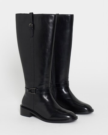 Tori Leather Knee High Buckle Boots - Extra Wide Fit (EEE) & Super Curvy Calf