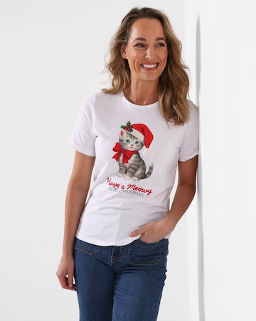 Joe Browns Christmas Cat Graphic T-shirt