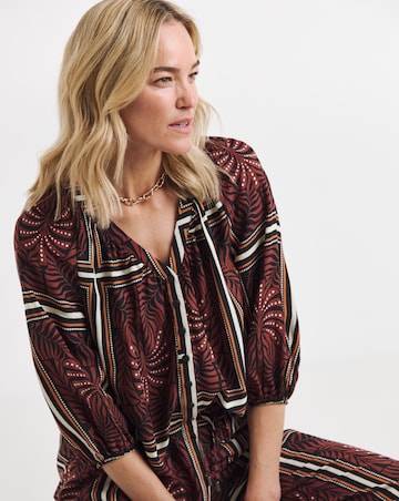 Collarless Button Through Blouse