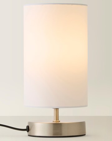 ValueLights Francis Brushed Chrome Touch Table Lamp With White Shade