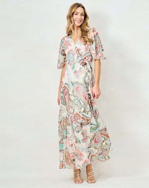 Hope & Ivy Blanche Maxi Wrap Dress