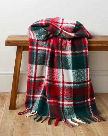 Tartan Check Faux Mohair Throw