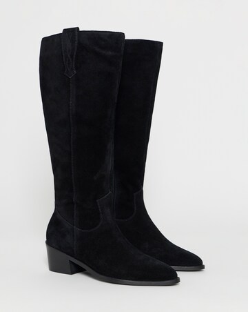 Carly Suede Knee High Western Boots - Wide Fit (E) & Curvy Calf