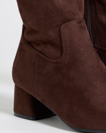 Natalya Block Heel Stretch Knee High Boots - Wide Fit (E) & Standard Calf