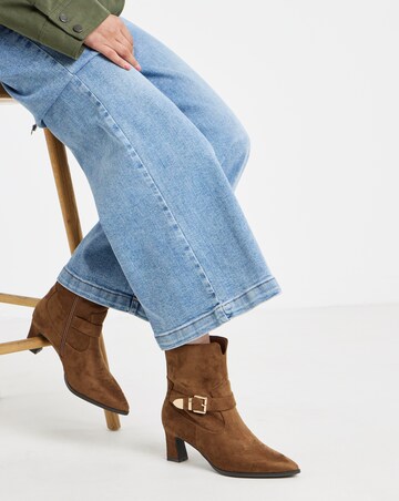 Heather Buckle Detail Heeled Ankle Boots - Extra Wide Fit (EEE)